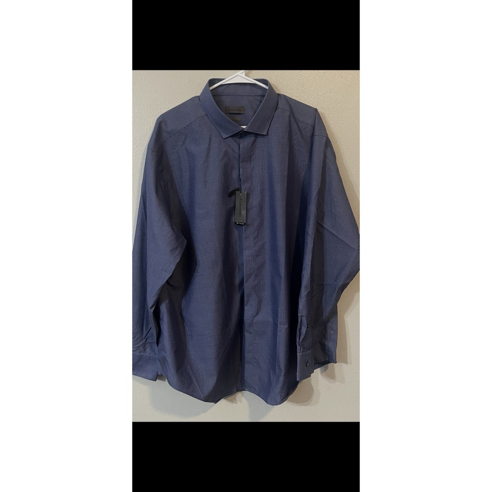 Calvin Klein Slim Fit Men's Button Down Blue Plaid Long Sleeve Shirt X-Small NEW